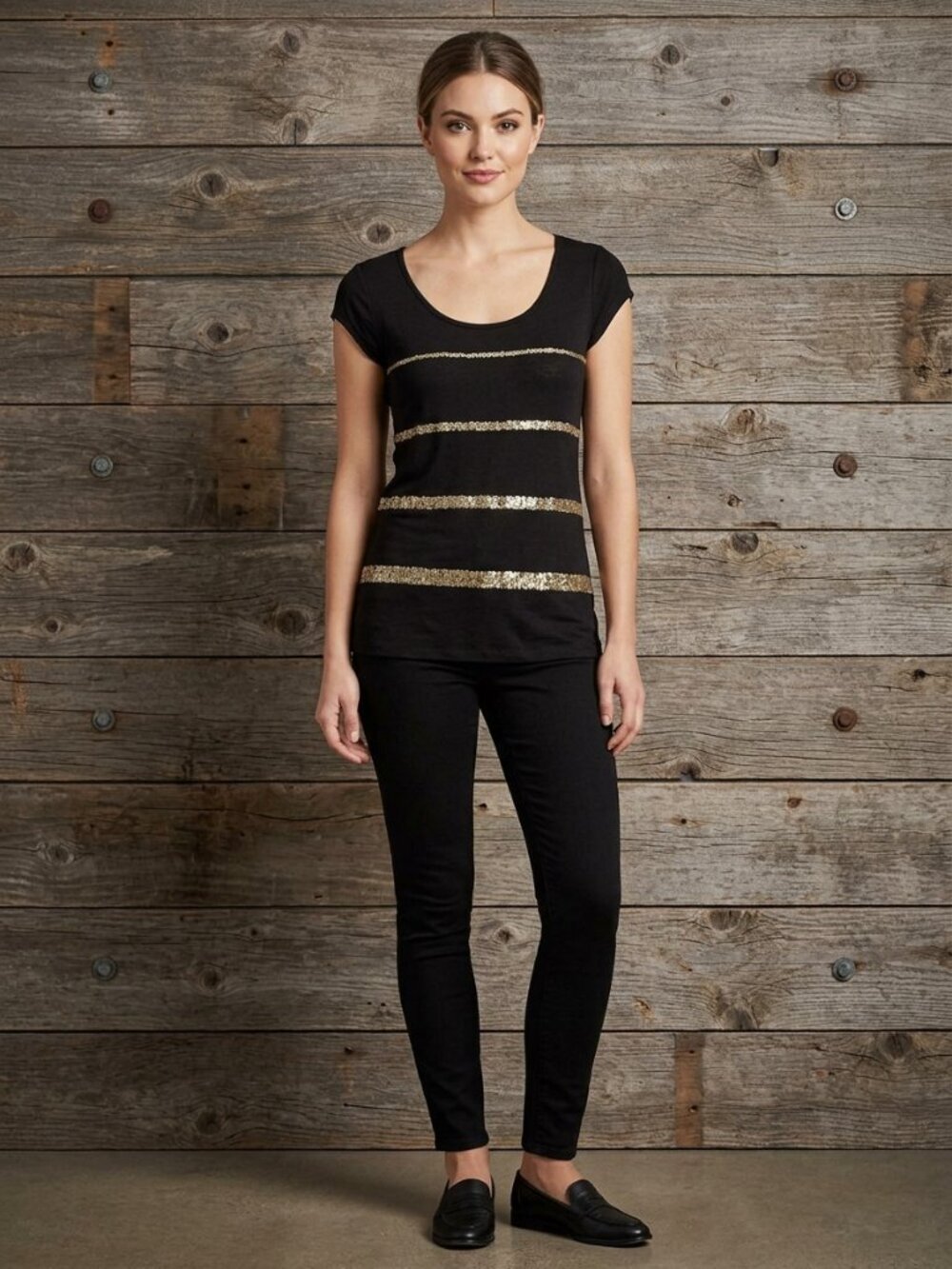 SMART Set sequin stripe top size Small